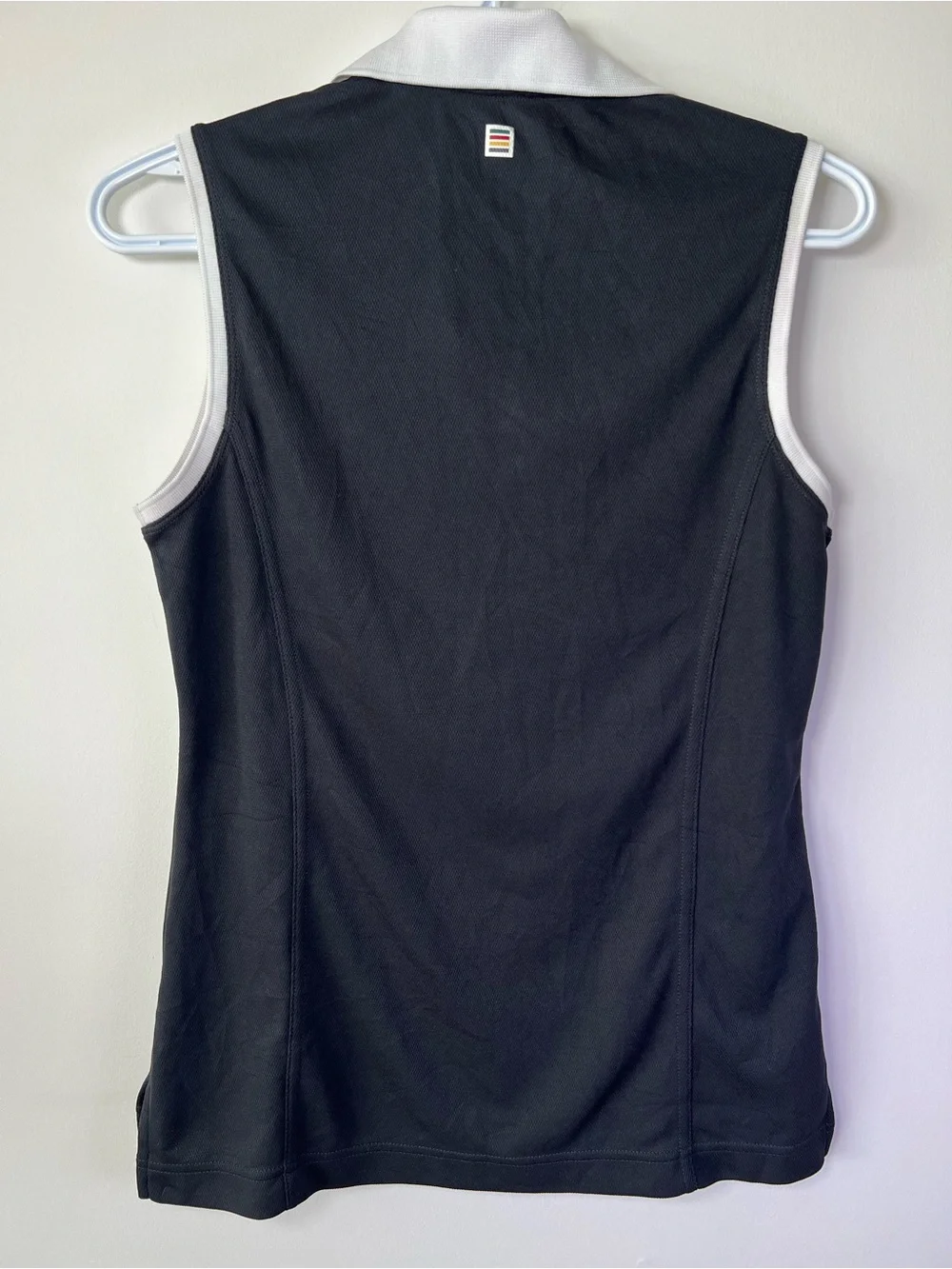 Hudson’s Bay Women’s Small Chic Sleeveless Polo Tank Top Black with White Trim - Picture 4 of 5